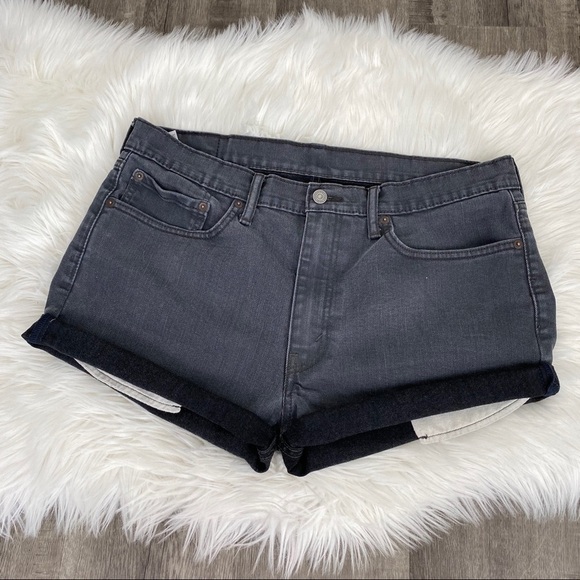 Levi's 502 Custom Cutoff Raw Hem Jean Shorts Sz 36 - Picture 3 of 12